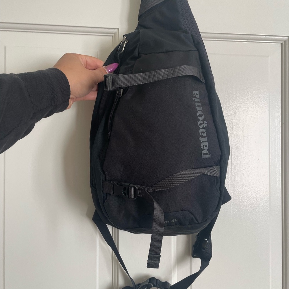 Patagonia Black Backpack with Durable Fabric and Adjustable Straps